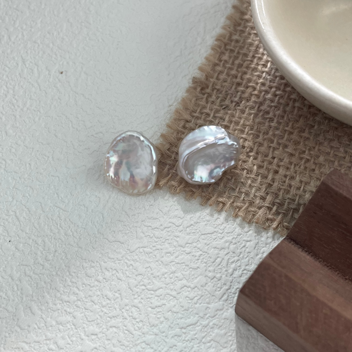 Baroque Petal Pearl Sterling Silver Earrings – Elegant and Timeless Design with Gift Box