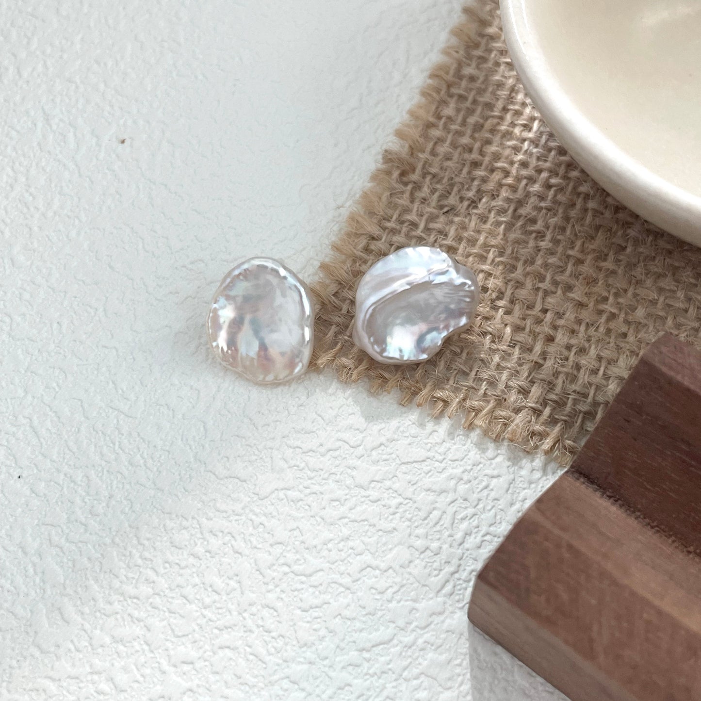 Baroque Petal Pearl Sterling Silver Earrings – Elegant and Timeless Design with Gift Box