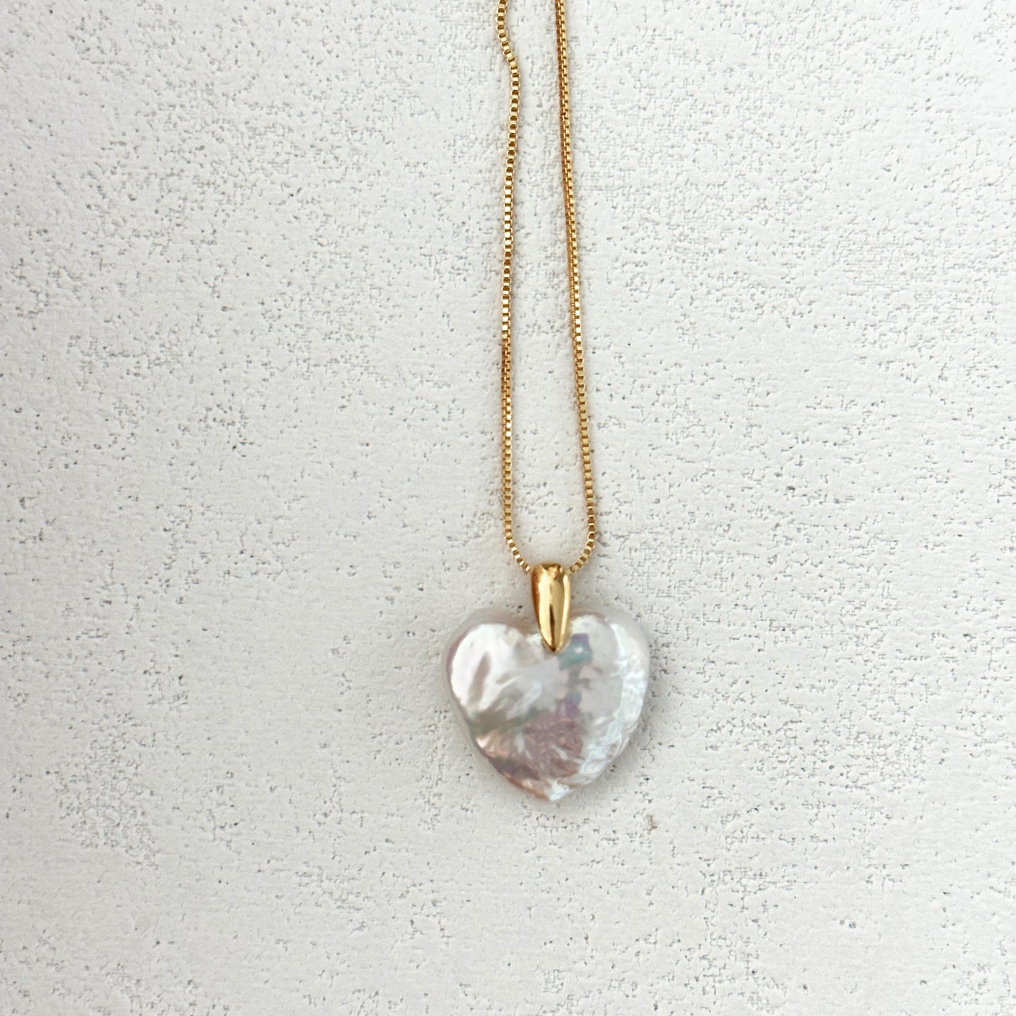 Heart-Shaped Baroque Pearl Necklace – Adjustable 50cm Chain, 14K Gold-Filled with Silver-Gilt Clasp with Gift Box